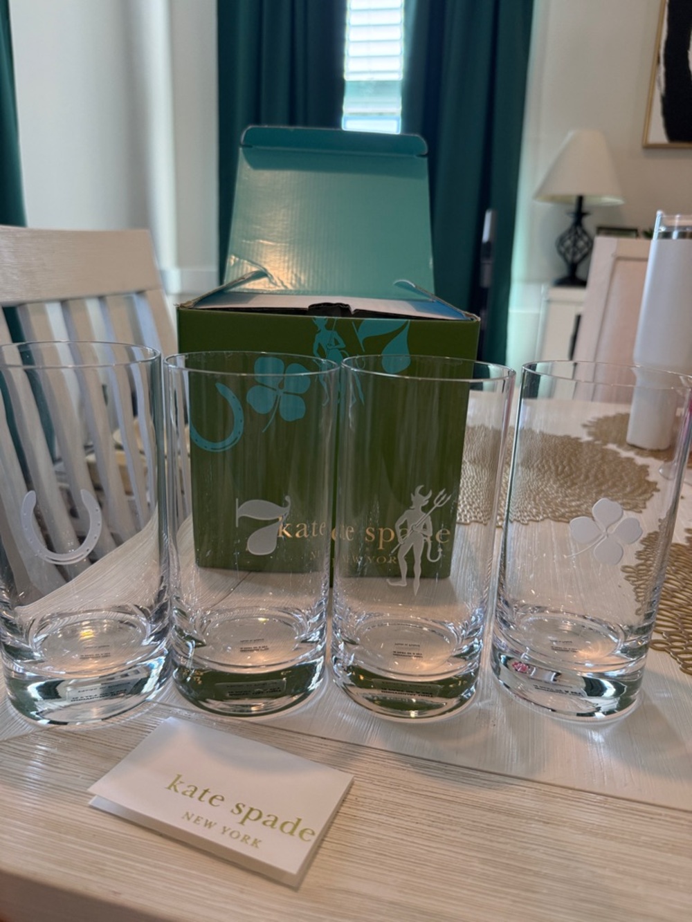 Kate Spade x Lenox 4 crystal drink glasses - Lucky series
